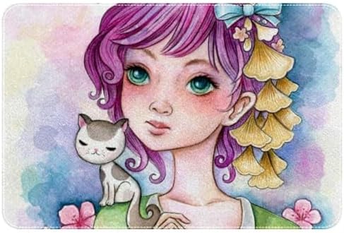 RSMYX Kitten Girl Bath Rug 24x16 Non-Slip Doormat
