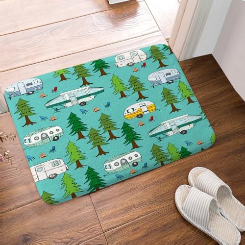 JAWO Happy Camper Bath Mat 16x24 Non-Slip