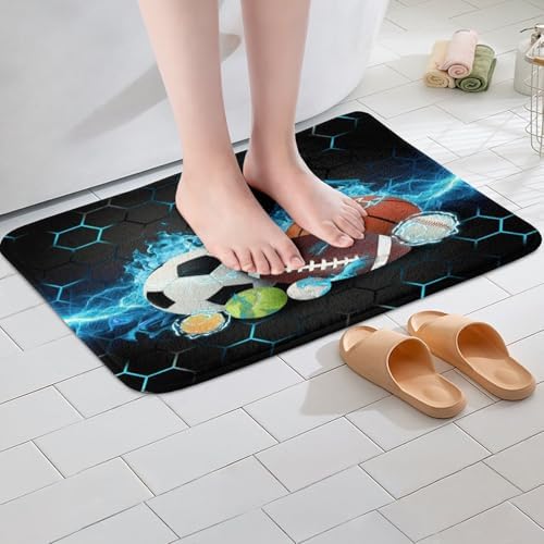 Feelyou Baseball Bath Rug 16x24 Kids Sports Theme Mat