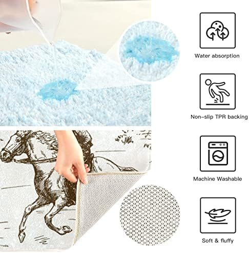 Western Cowboy Bath Rug Mat - Non-Slip Quick Dry 16x24 in