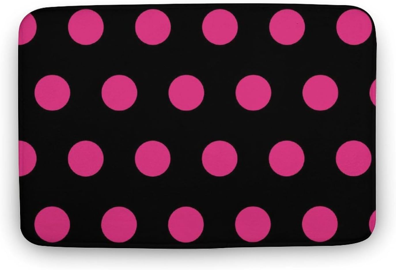 LIJUNMAIYIFU Bath Mat Non-Slip Black Neon Pink Polka Dot