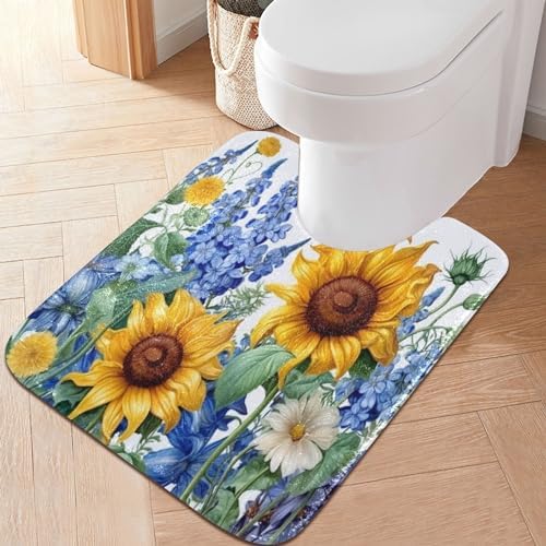 YETTASBIN Sunflower Rectangle Bath Mat Set 1