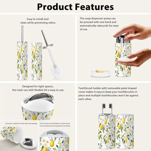Boho Peony Bathroom Accessory Set 6 Piece
