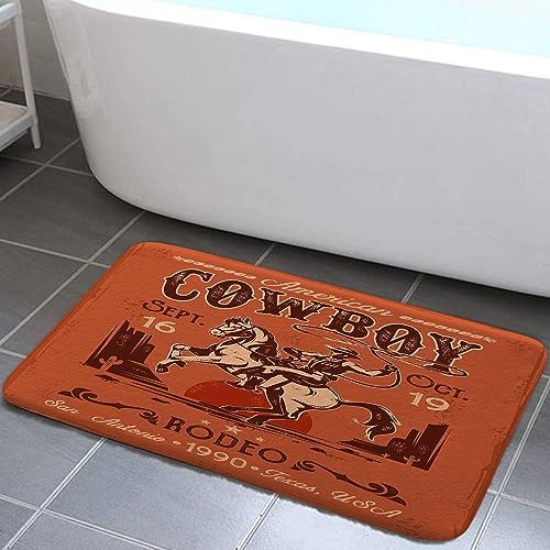 NYMB Retro Western Cowboy Bath Rug Set 17X29in 1