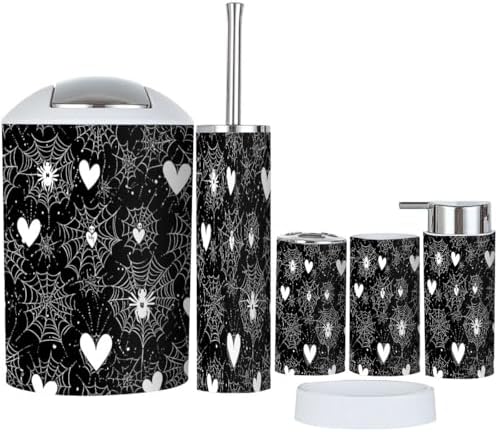 Boho Gothic Bathroom Accessory Set 6 Piece