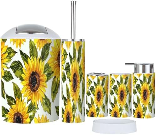 Boho Sunflowers Bathroom Accessory Set 6 Piece