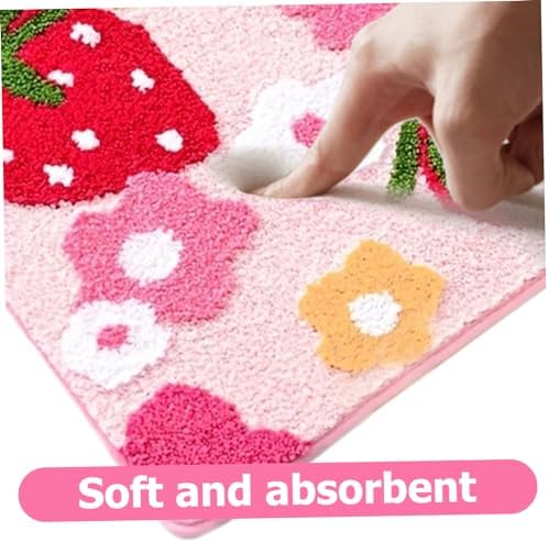 AEIOFU Strawberry Flower Bath Mat 16x24 Non Slip