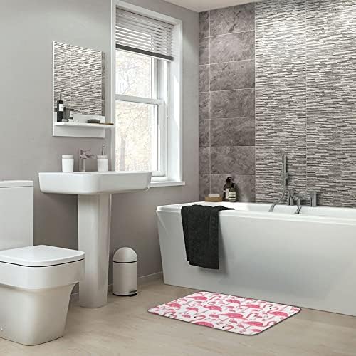 Pink Flamingo Bird Microfiber Bath Rug Non-Slip 16x24 Inch