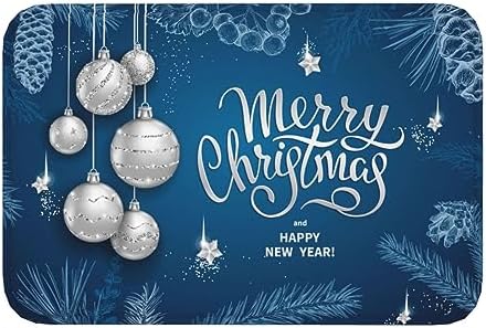 SUPLUCHOM Blue Christmas Ball Bath Rug Non-Slip 157 x 236 Inch