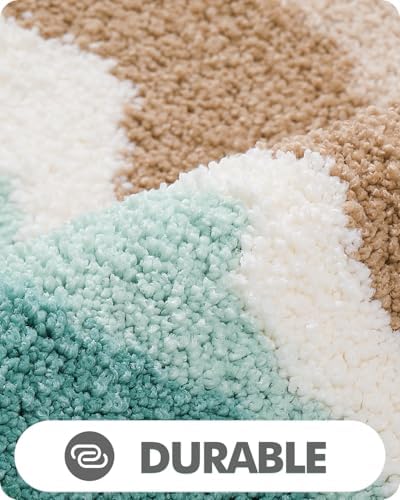 LUMI Bath Mats with Wave Designs Non-Slip Machine Washable