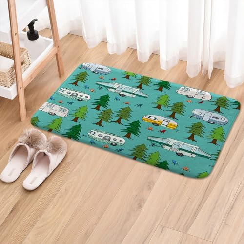 JAWO Happy Camper Bath Mat 16x24 Non-Slip