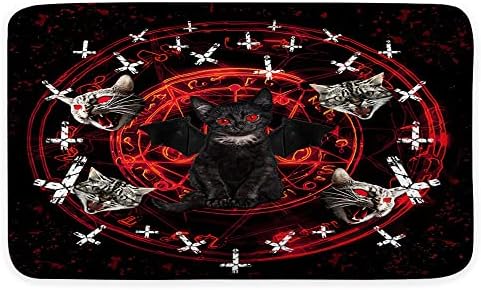 JAWO Red Cat Bath Mat with Non-Slip Bottom