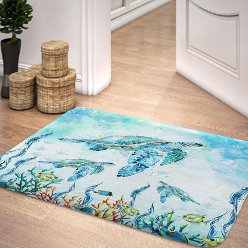DYNH Sea Turtle Bath Mat 16X24 Non-Slip Rug