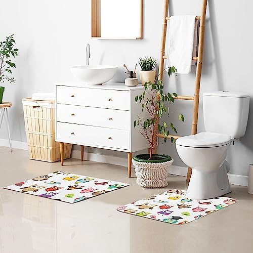 YETTASBIN Cute Owl Bath Mat - Non-Slip Quick Dry Shower Rug 16x24in