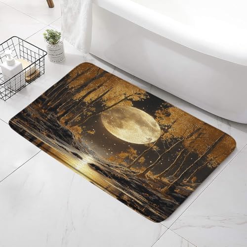 Forest Moon Bath Mat with Non-Slip Backing