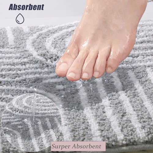Urtlmaji Grey Bath Runner Rug 24x60 Non-Slip Microfiber