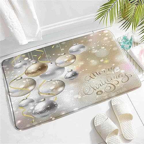 SATRTUD Christmas Ball Bath Mat 24x16 Inch