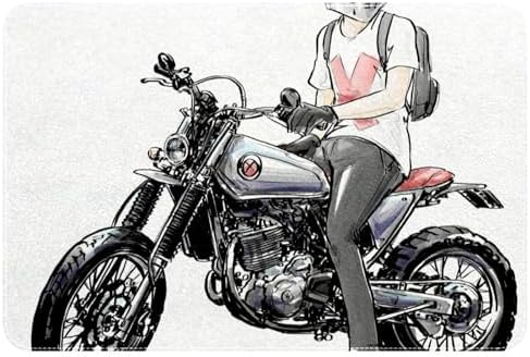 RSMYX Motorcycle Boy Bath Rug 24x16 Non-Slip Doormat 1