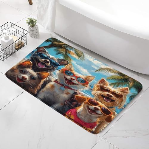 Coastal Beach Dogs Bath Mat - Non-Slip Durable and Cute