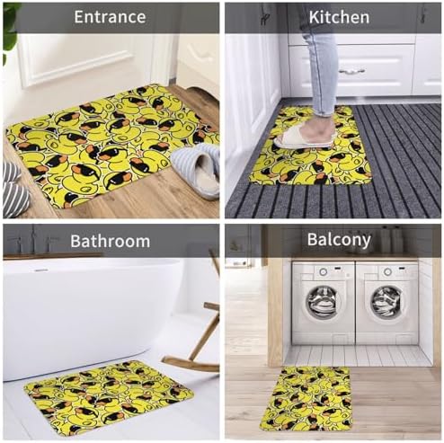 Cartoon Rubber Duck Bath Mat 24x16 Non-Slip Soft Microfiber