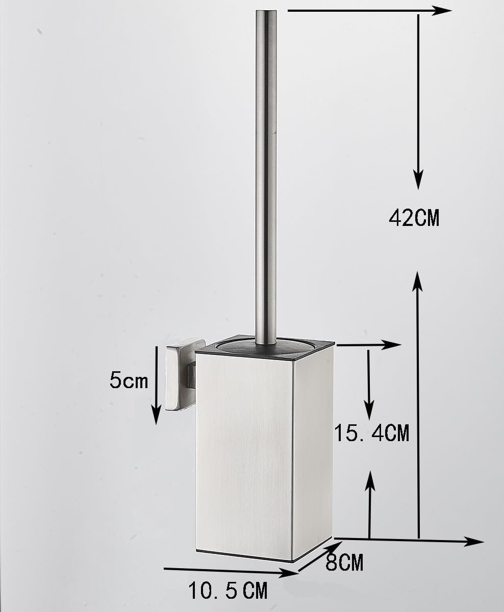 Stainless Steel Toilet Brush with Wall Mount Holder - Space Saving and Durable