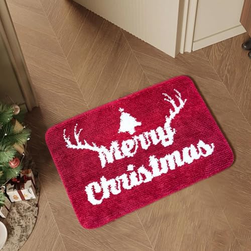 BOANKODU Christmas Bath Mat - Non-Slip Microfiber Rug 16x24 Inches