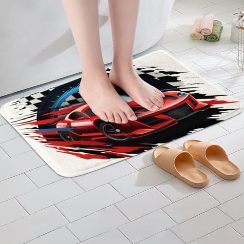 Feelyou Sports Car Bath Rug with Non-Slip TPR Bottom