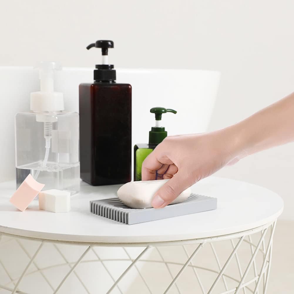 EastyGold Silicone Soap Tray with Non-Slip Drainage