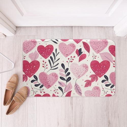 Feelyou Heart Bath Mat 20x32 Pink Modern Rugs for Bathroom