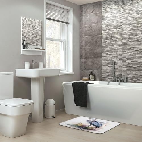 HighonHi Blue Heron Bath Rug 16x24 Non-Slip Absorbent Carpet