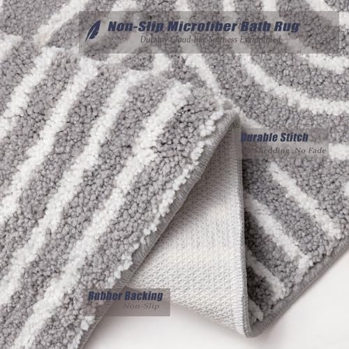 Urtlmaji Grey Bath Runner Rug 24x60 Non-Slip Microfiber