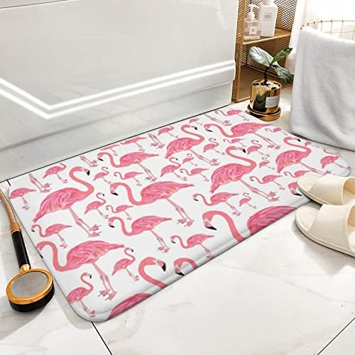 Pink Flamingo Bird Microfiber Bath Rug Non-Slip 16x24 Inch