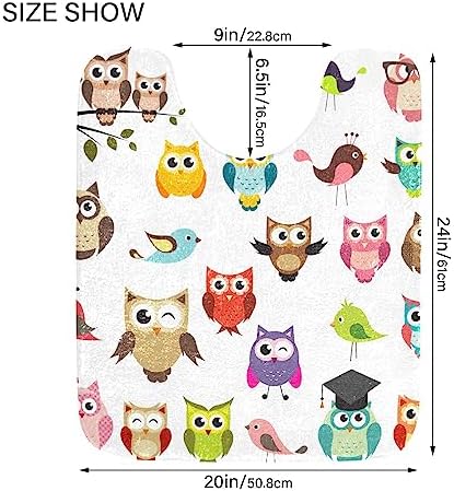 YETTASBIN Cute Owl Bath Mat - Non-Slip Quick Dry Shower Rug 16x24in