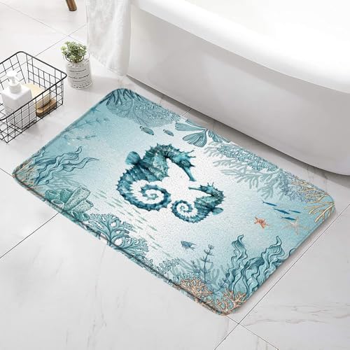 SATRTUD Beach Seahorse Bath Mat 24x16 Inch