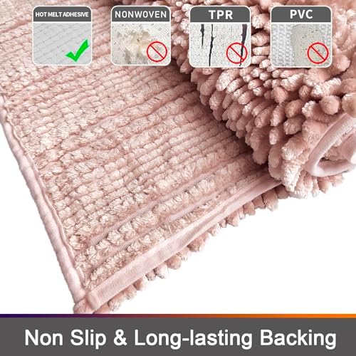 Civkor Pink 24x16 Inch Non Slip Bath Rug