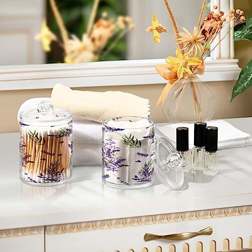 YETTASBIN Lavender Clear Plastic Apothecary Jars 2 Pack