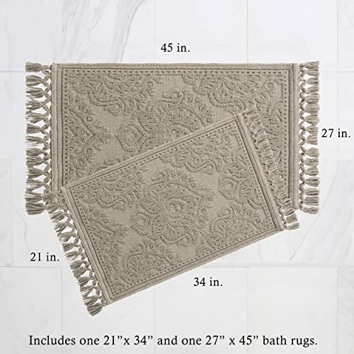 Jean Pierre - Woven Bath Mats Set of 2 17x31 and 21x41 Cotton Rugs