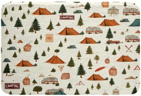 Feelyou Camping Bath Rug 16x24 Inch Non-Slip Beige Floor Mat