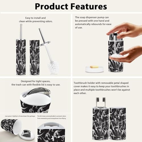 Boho Dinosaur Bathroom Accessories Set 6 Piece