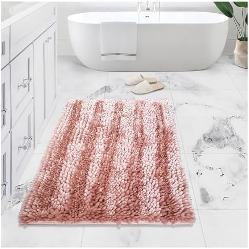 Civkor Pink 24x16 Inch Non Slip Bath Rug