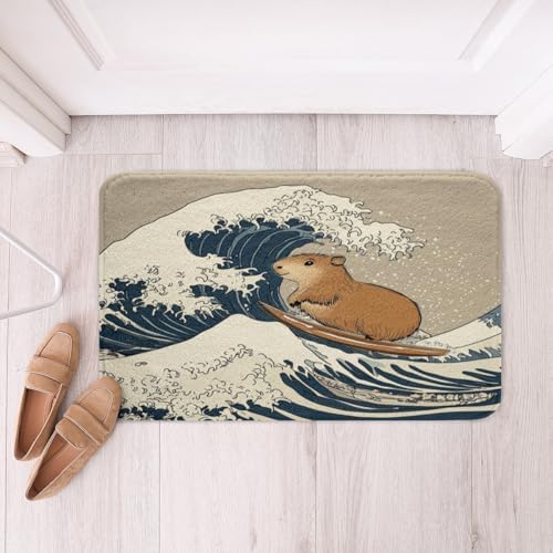 Capybara Bath Mat for Kids 16x24 inch Funny Animal Bathroom Rug