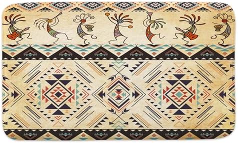 JAWO Southwestern Bath Rug Set - 16x24 Flannel Non-Slip Mat