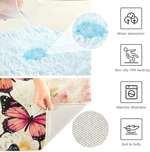 YETTASBIN Butterfly 2 Pcs Bath Mat Set