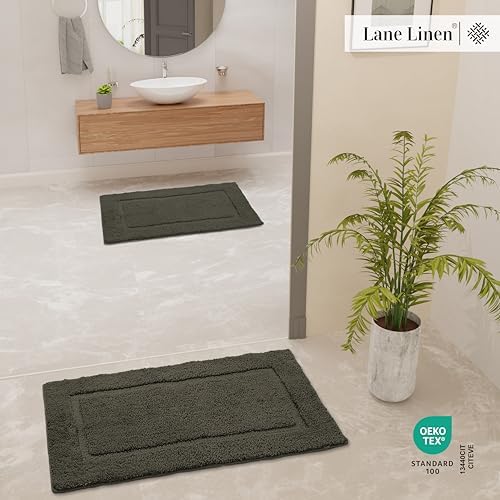 LANE LINEN 2 Piece Bath Rug Set - Non Slip Brown