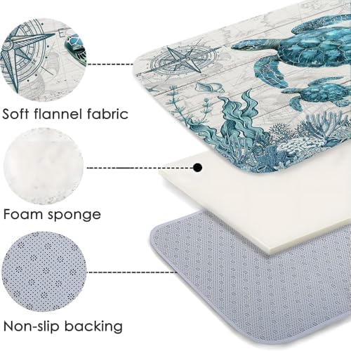 Coastal Sea Turtle Bath Mat - 24x16 Inch