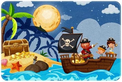 Pirate Treasure Bath Rug Non-Slip 24x16 Inches