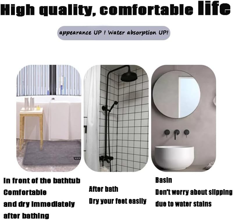 DIANKL Soft Microfiber Bath Mat 24x16 Non-Slip Entryway Rug