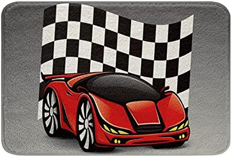 Erosebridal Race Car Bath Mat with Non Slip Backing