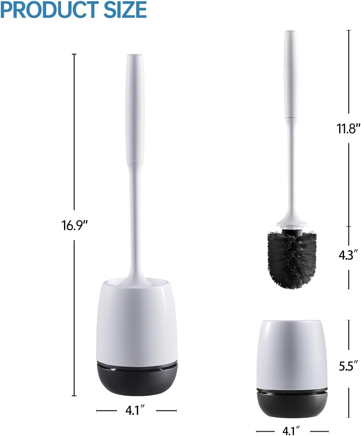 VANZAVANZU Toilet Brush with Holder Set for Deep Cleaning