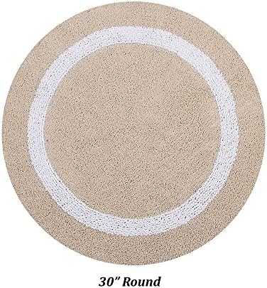 Better Trends 100 Cotton Bath Mat 30 Round Sand White Reversible
